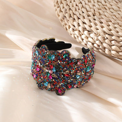 Full Sky Star Glass Diamond Wide Edge Vintage Hair Hoop - Korvel