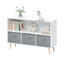 Kids bookcase with Collapsible Fabric Drawers Children's Book Display Toy Storage Cabinet Organizer White/Gray - Korvel
