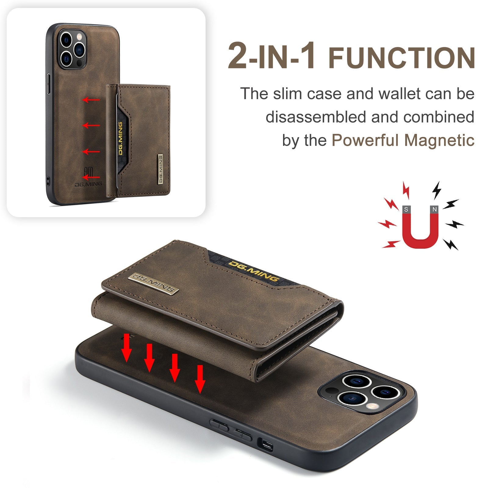 Applicable to iPhone14 Pro Max Split Card Case iP14 Plus Magnetic Card Case Protective Cover - Korvel