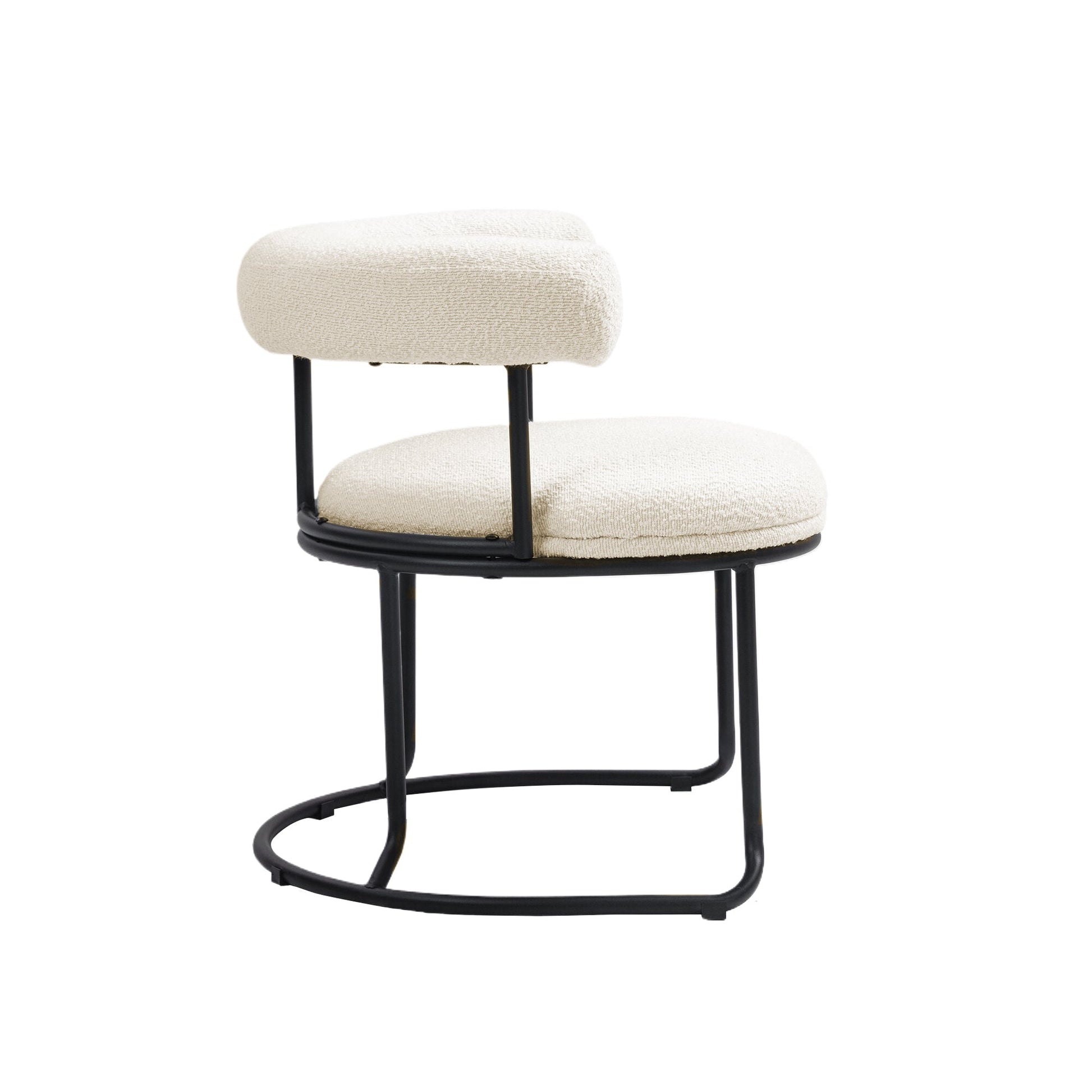 COOLCOOL Boucle dining chair set of two, medieval modern curved backrest chair, round cushion (beige Boucle) - Korvel