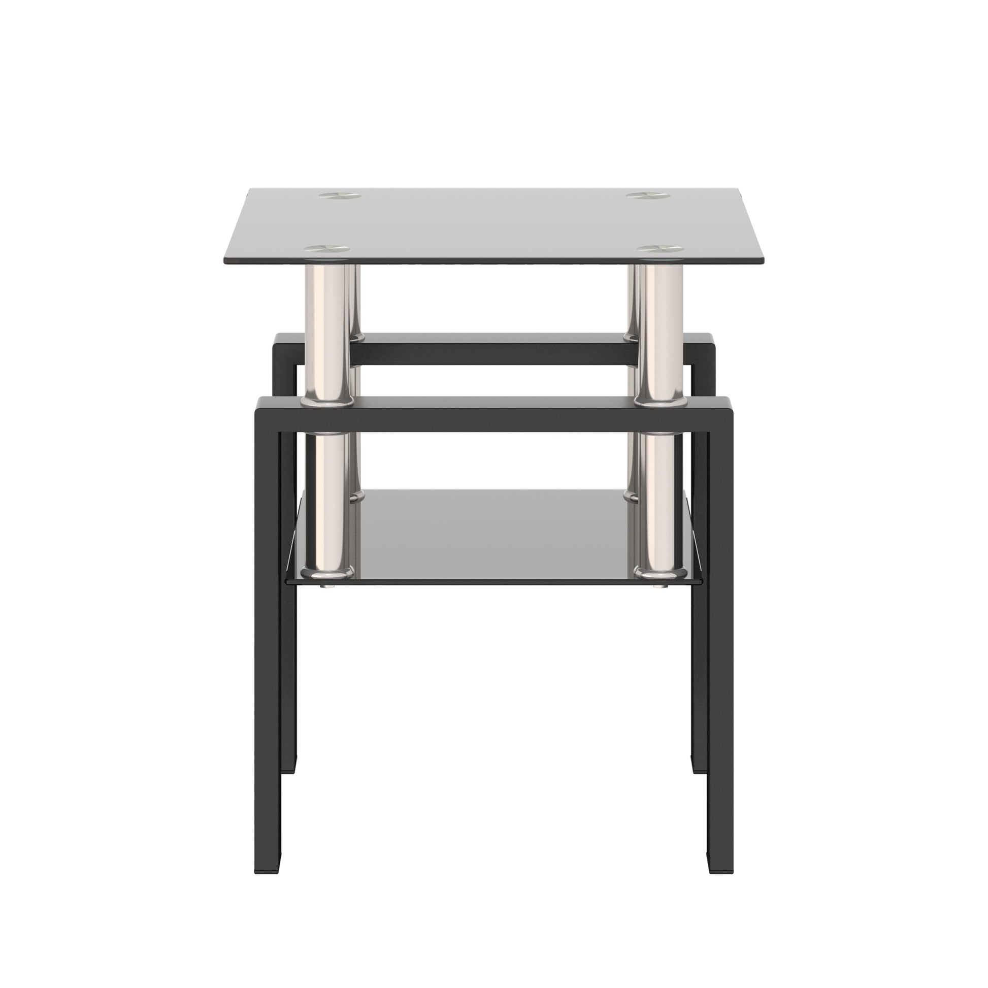 1-Piece Modern Tempered Glass Tea Table Coffee Table End Table, Square Table for Living Room, Black - Korvel
