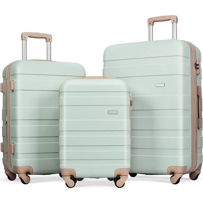 Expandable ABS Hardshell Luggage Set - 3 Pieces (Grey Green)