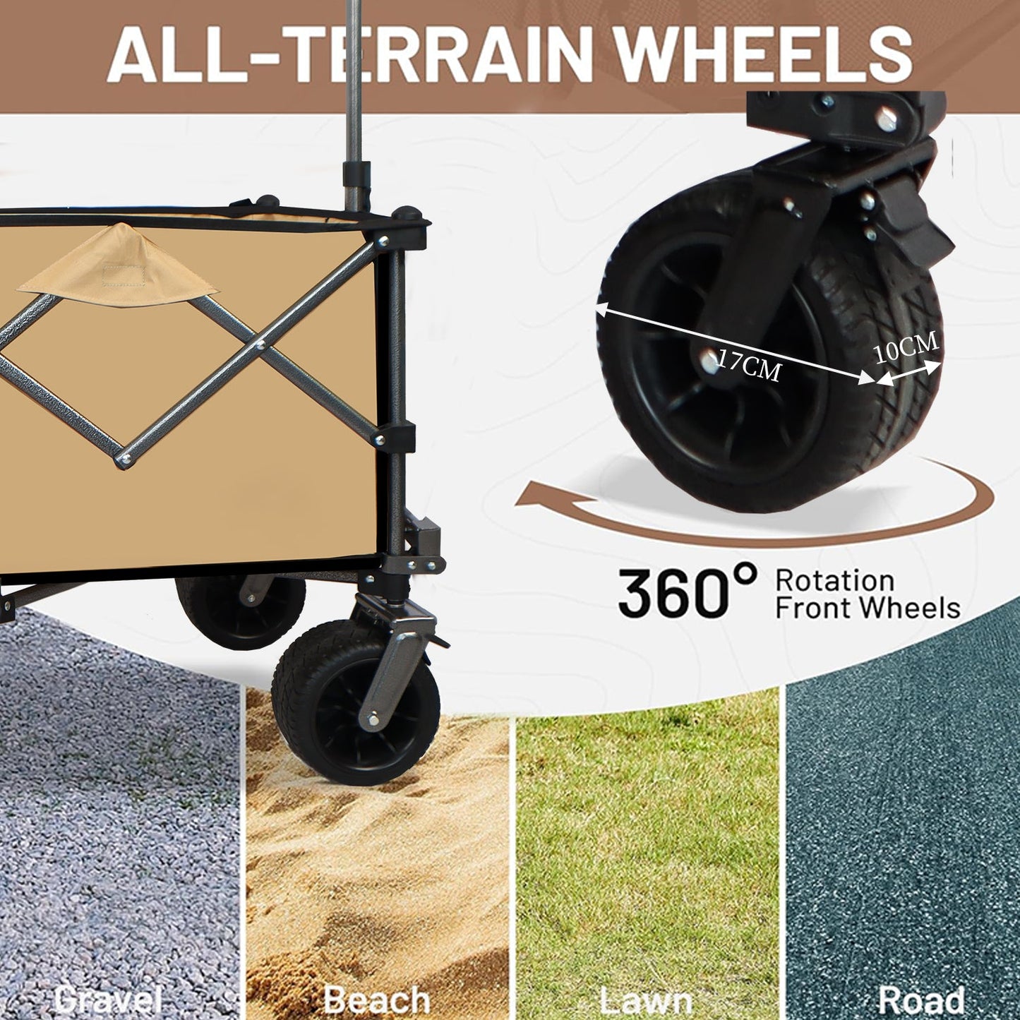 Collapsible Folding Wagon Push Pull Foldable Beach Wagon Cart - Korvel