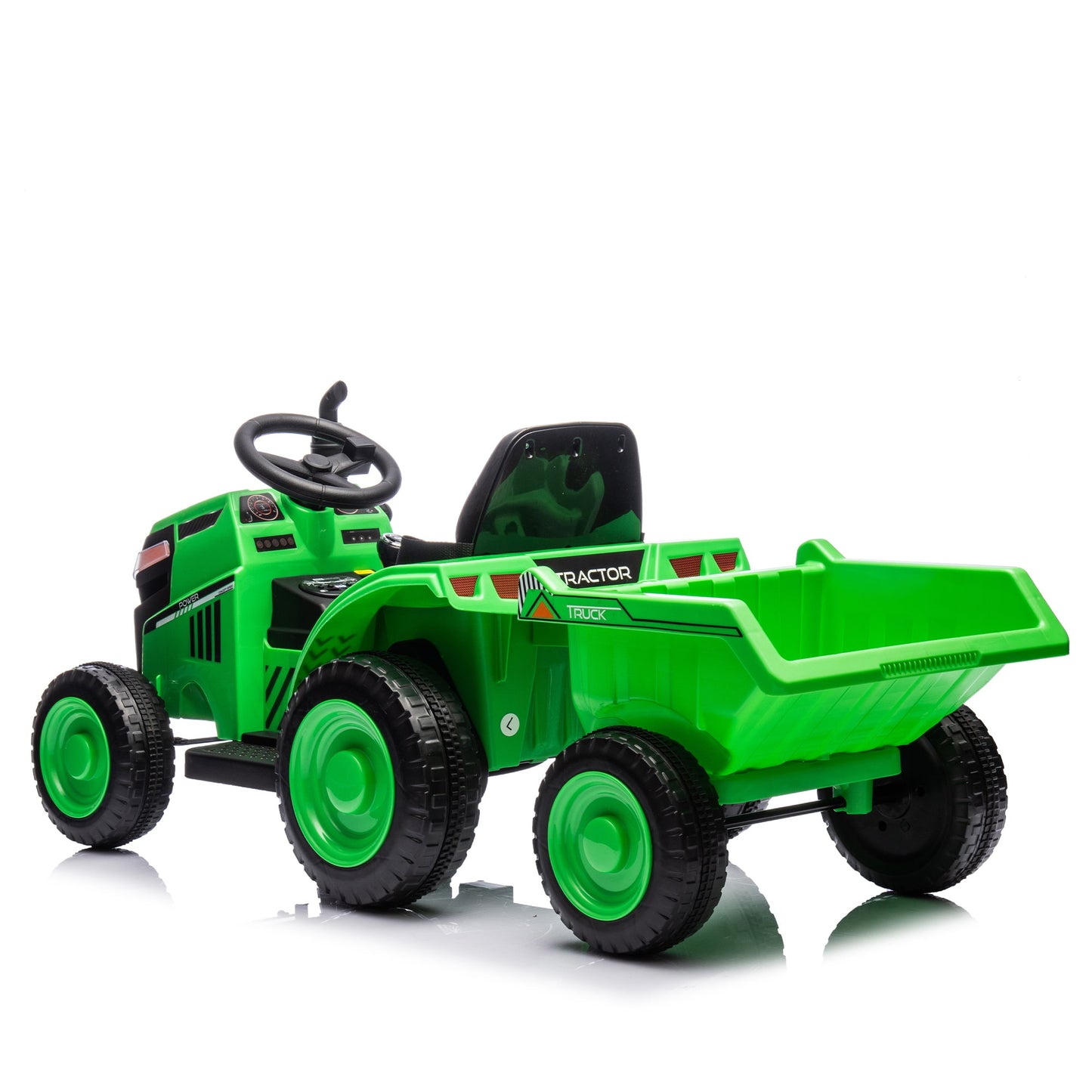 12V Electric Ride-On Tractor "Black Knight" with Detachable Tugboat