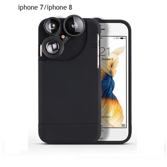 4 In 1 Telescope lense Mobile Phone Case for Iphone x 8plus 7 plus 6 plus 8 7 6s Camera lenses Outdoor Hunting - Korvel
