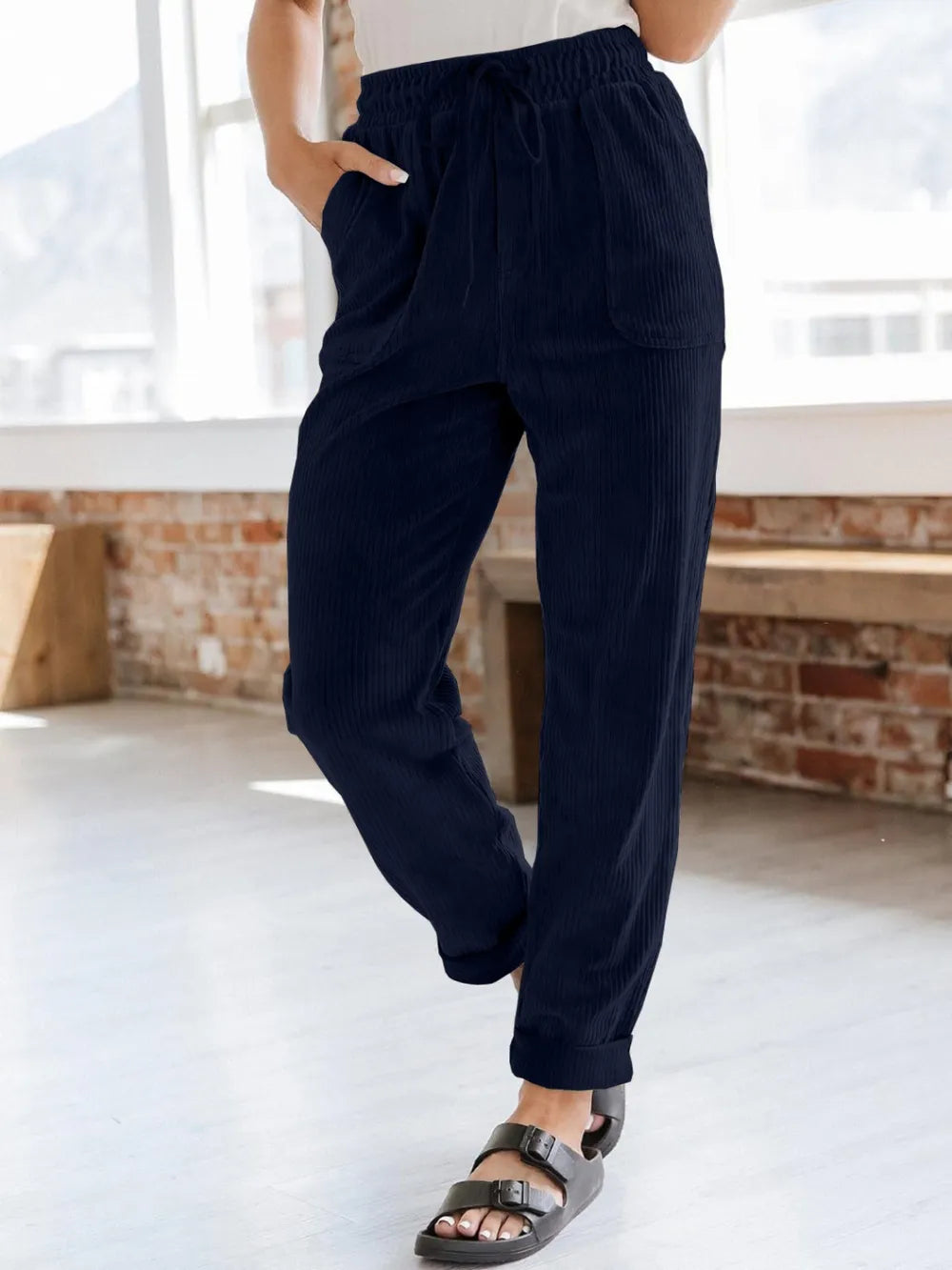 Drawstring Pants with Pockets - Korvel