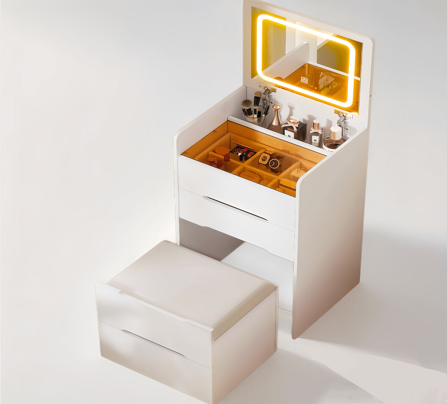 3-in-1 Compact Makeup Vanity Desk with Mirror