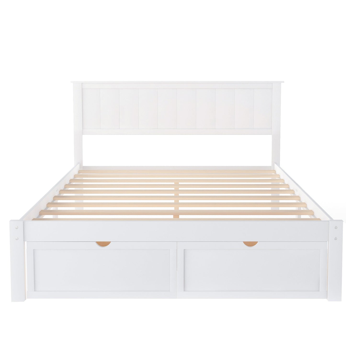 Lit plateforme de taille complète avec tiroirs sous le lit - Blanc