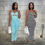 Belted Short Top with Slim Pencil Skirt Two-Piece Set in Jacquard Stripe - Korvel