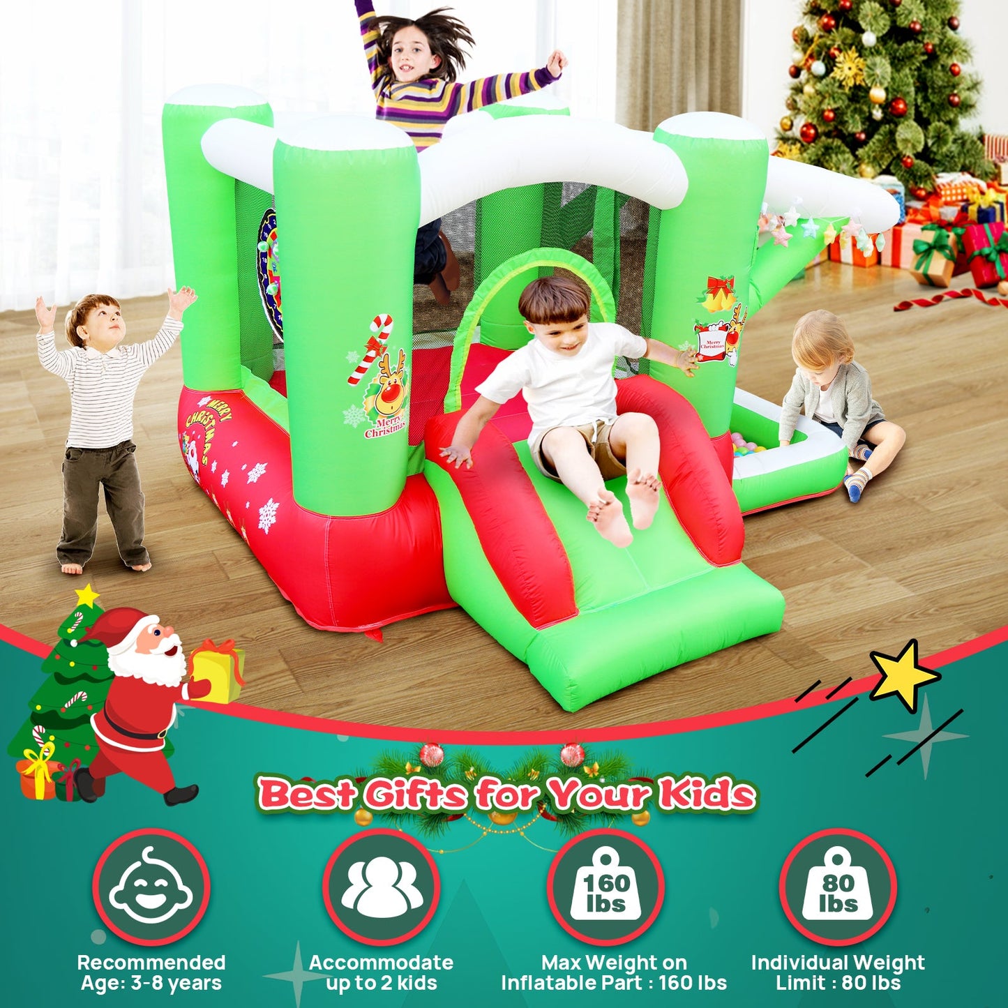 Brincolín Inflable Navideño Jump 'n Slide para Niños