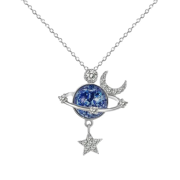 Starry Sky Global Moon Star Set Zircon Necklace Women's Fashion Clavicle Chain - Korvel