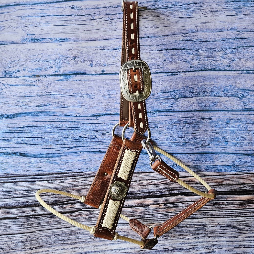 Deluxe Leather Rope Nose Halter with Tassels - Korvel