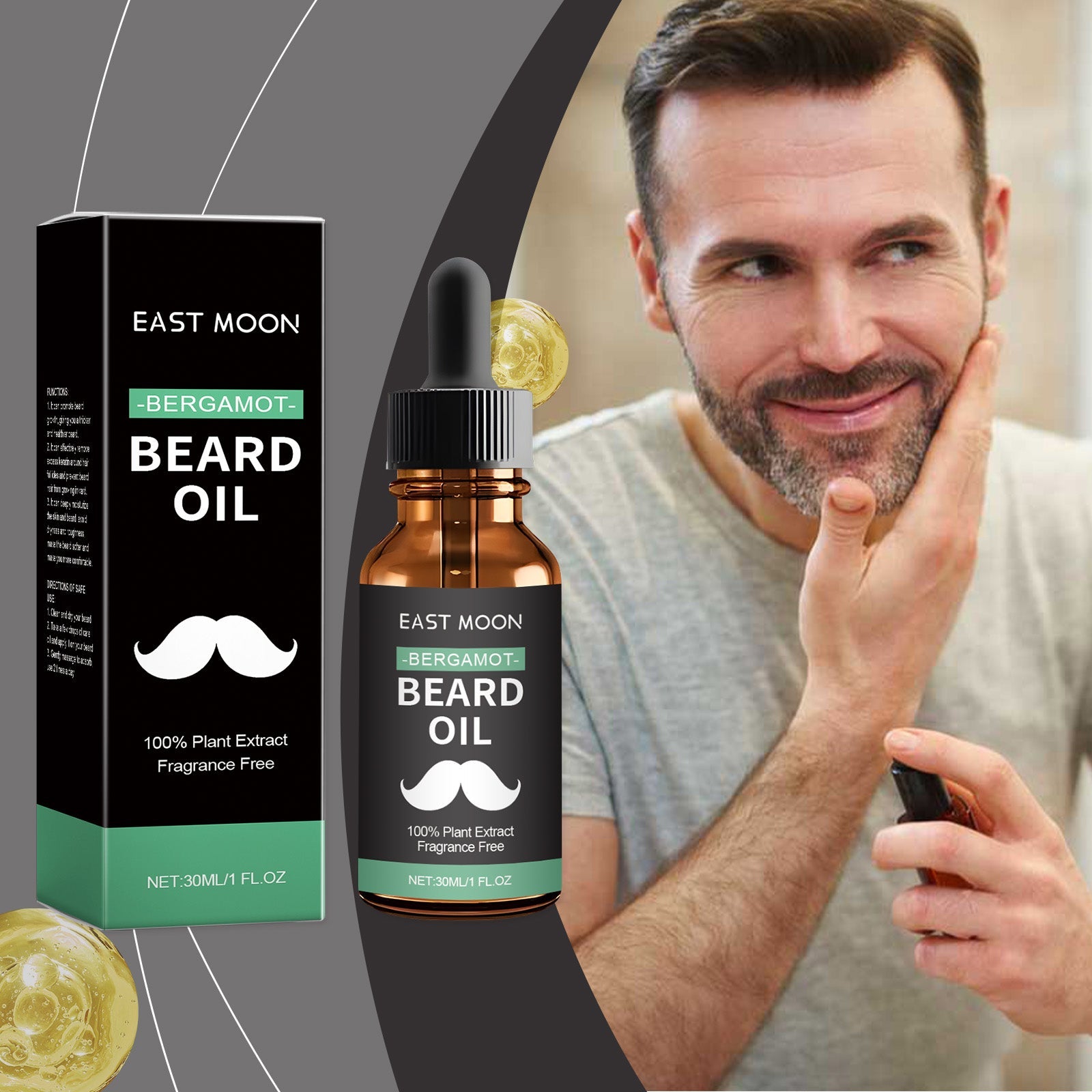 Men's Beard Care Oil Gentle, Clean, Nourishing, Moisturizing, Repairing And Smoothing Hair Care Solution - Korvel