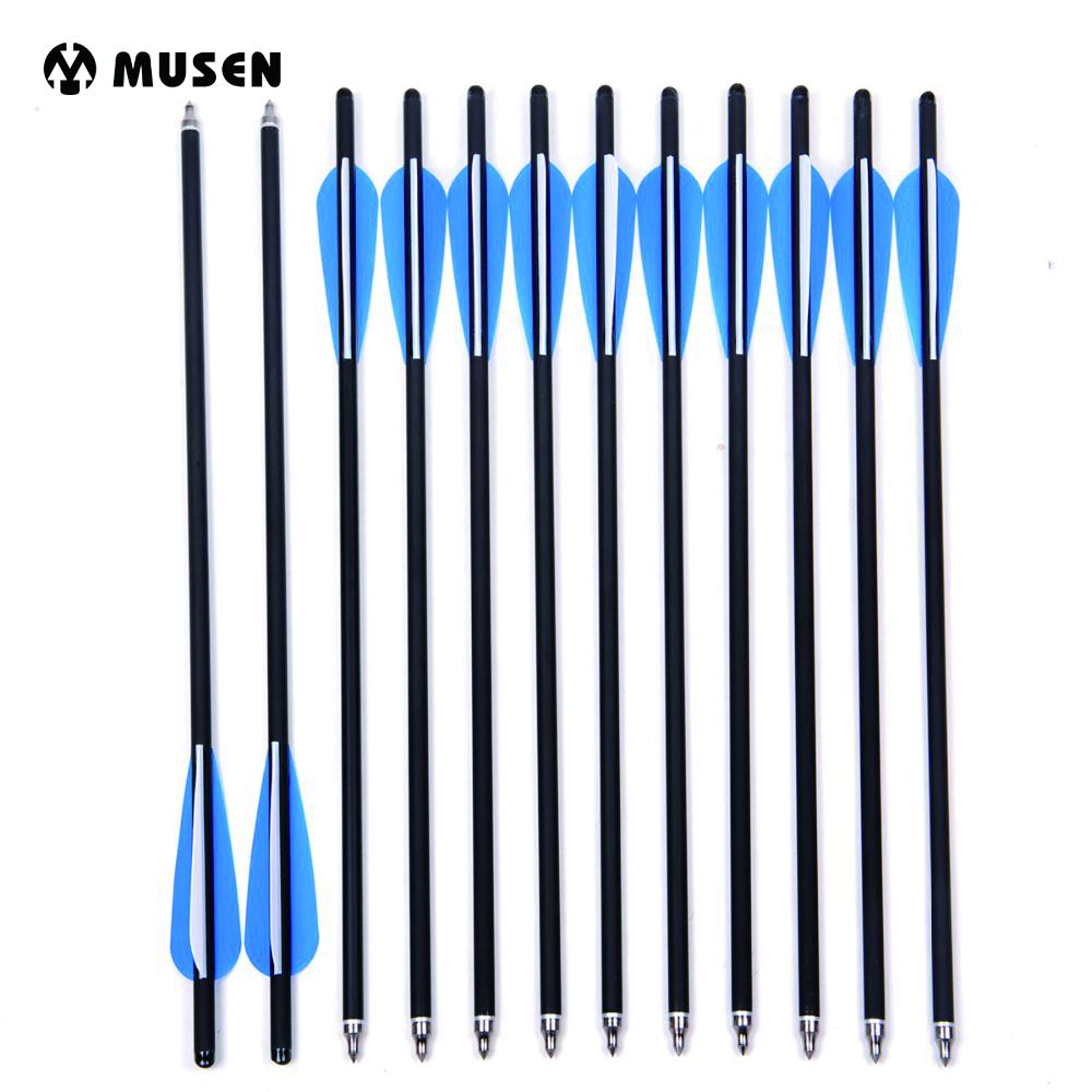 Musen 12Pcs 17" Carbon Crossbow Arrows with Broadheads