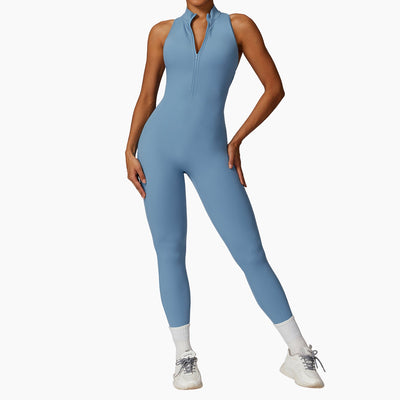 Naked quick zip yoga jumpsuit with beautiful back high-intensity fitness training sports tight fitting clothes - Korvel