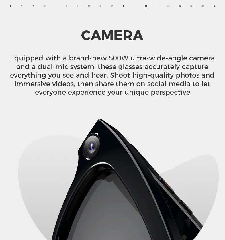 Bluetooth AI shooting glasses Bluetooth call voice assistant real-time translation 5-megapixel shooting stabilization - Korvel