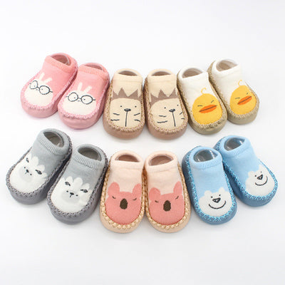 Spring And Autumn New Baby Shoes And Socks Soft Bottom Cartoon Children's Floor Toddler Socks Non-Slip Leather Bottom Cotton Socks Baby Socks - Korvel