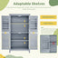 Bathroom floor storage cabinet, bathroom storage cabinet, 4-door independent cabinet, adjustable shelf, adaptive shelf, gray - Korvel