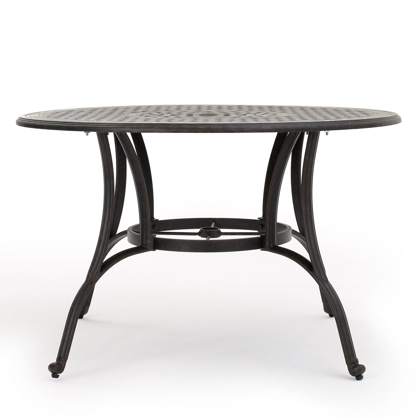 Outdoor Cast Aluminum Circular Dining Table in Bronze