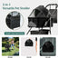 Poussette pour chien 2-en-1 pliable avec transporteur amovible