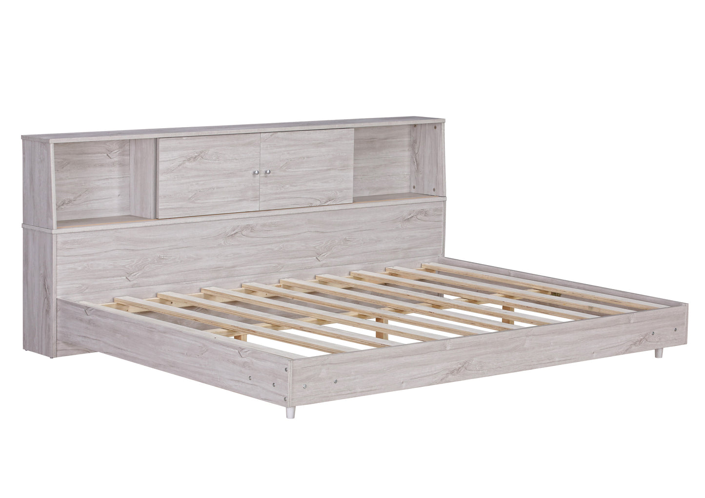 Full Size Daybed Frame with Storage Bookcases - White Oak
