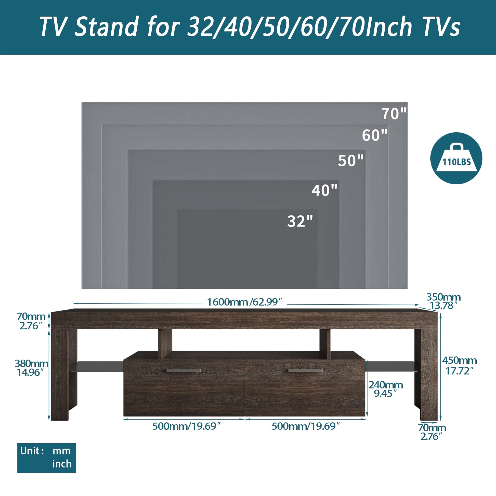 20 minutes quick assembly brown simple modern TV stand - Korvel