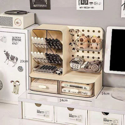 Premium Desk Organizer with Hook Drawer and Card Display Stand