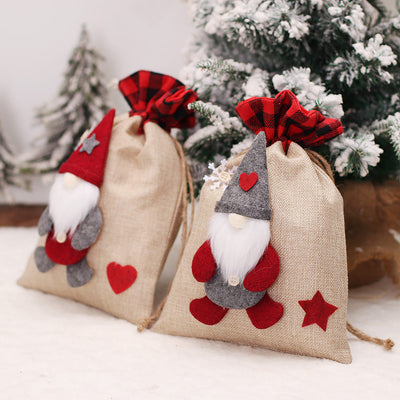 Christmas Decorations Cartoon Linen Drawstring Faceless Doll Candy Bag Forester Apple Bag Doll Gift Bag - Korvel