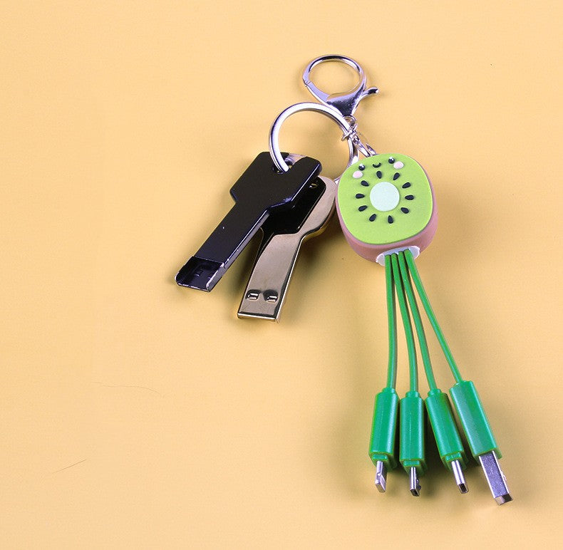 Kiwi Mobile Data Cable Healing Series Fruit Smile Keychain Universal Charging Cable 3-in-1 - Korvel