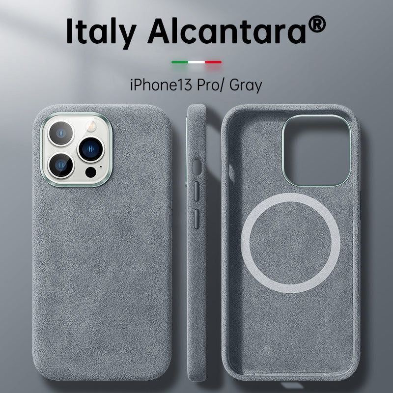 Italian Alcantara Case for iPhone 15 Pro Max Business Leather Phone Back Cover for iPhone 13 Pro Max Magnets - Korvel
