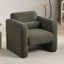 Modern style chair with sheepskin Sherpa fabric soft cushion, comfortable armchair, soft with backrest and pillow, seaweed green - Korvel