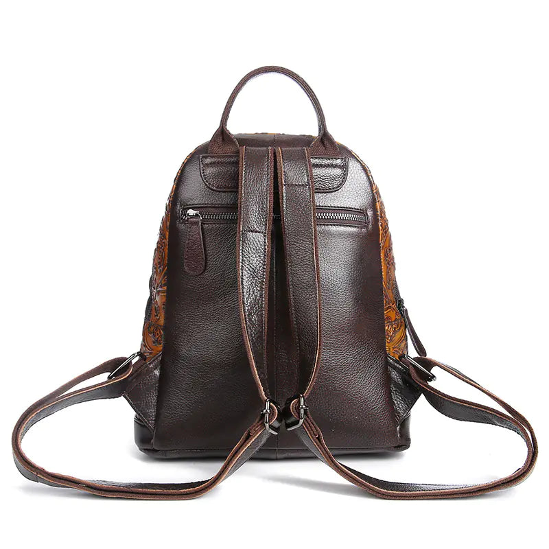 Mochila de Cuero Genuino Retro de Lujo para Mujeres