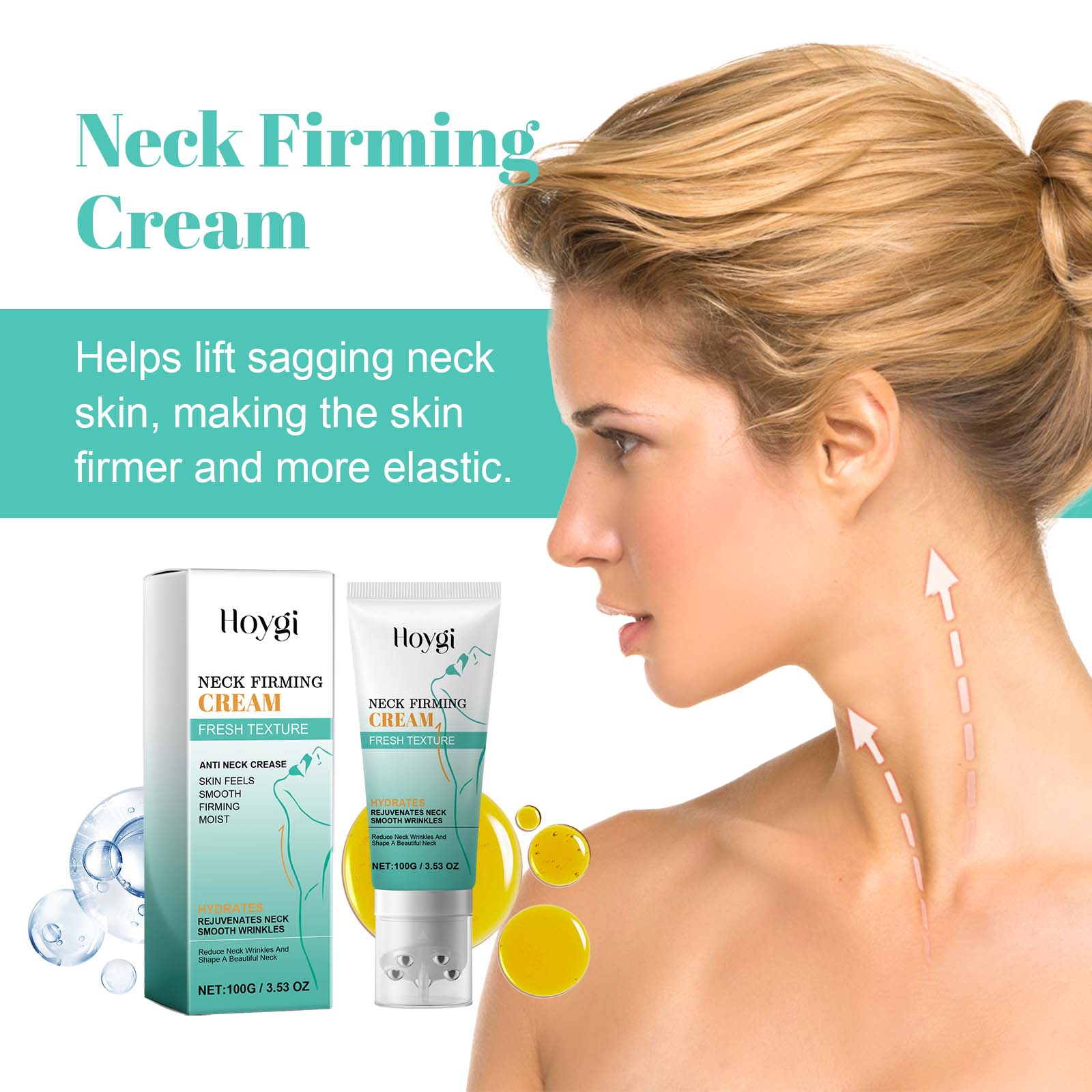Neck Firming Cream, Lighten Neck Lines Firming Brightening Skin Hydrating Anti-Wrinkle Firming Lifting Cream - Korvel