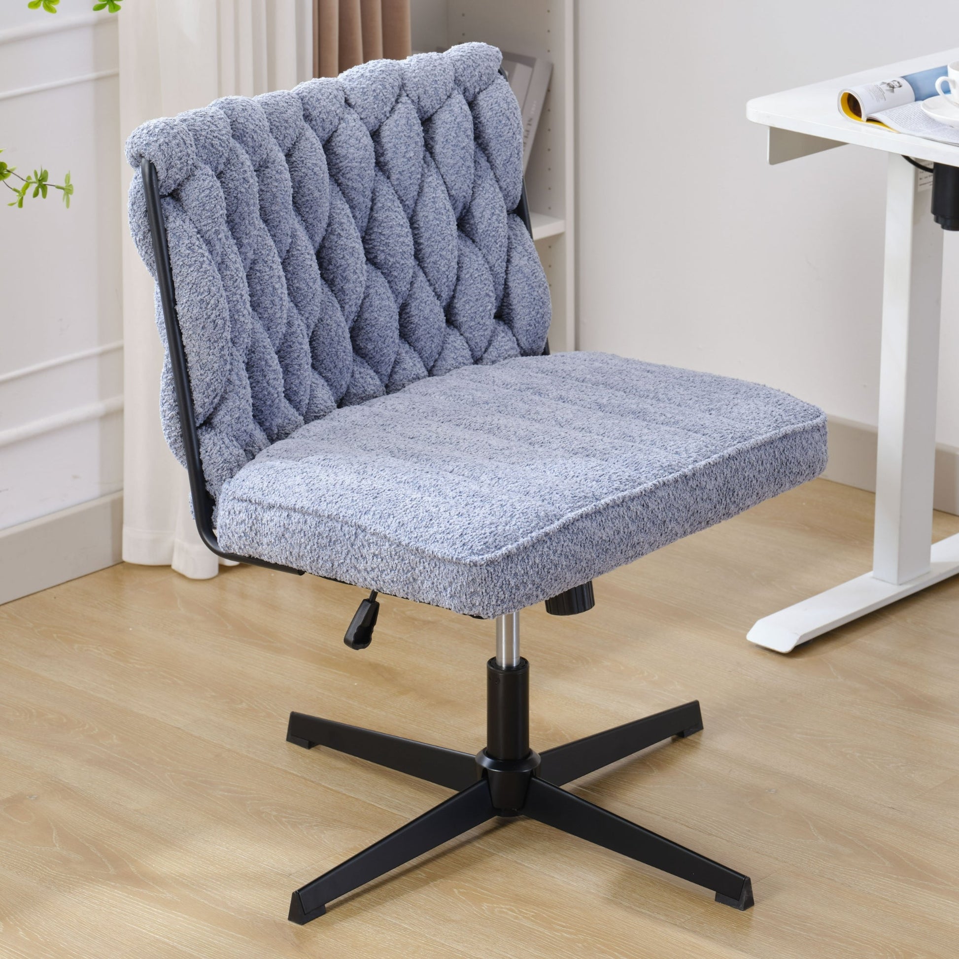 Armless Office Desk Chair No Wheels BLUE - Korvel
