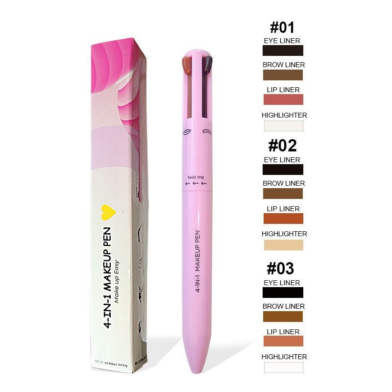 4 In 1 Eyebrow Pencil Waterproof Drawing Eye Brow Makeup Pen Long-Wear Eyeliner Eyebrow Highlighter Stick Makeup Cosmetic Tool - Korvel
