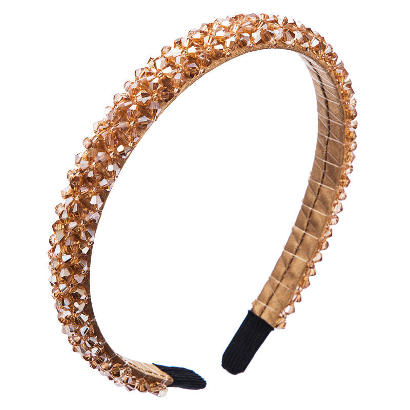 Korean Style Thin Edge Crystal Headband Women's Fashion Super Flash Headband Party Press Hair Accessories - Korvel