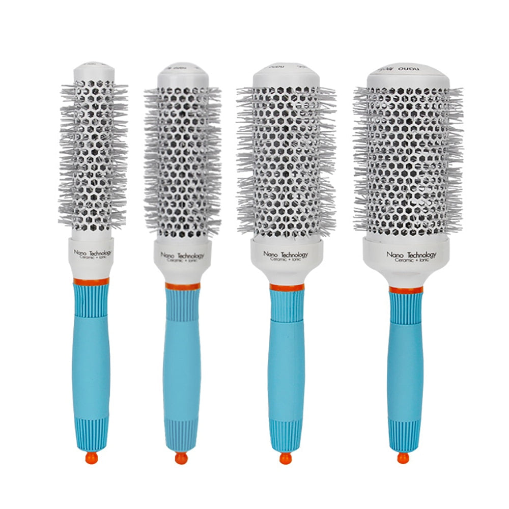 Professional Round Blue Hair Brush Ceramic Ion Hairbrush Comb Fashion Salon Hair Styling Tools - Korvel