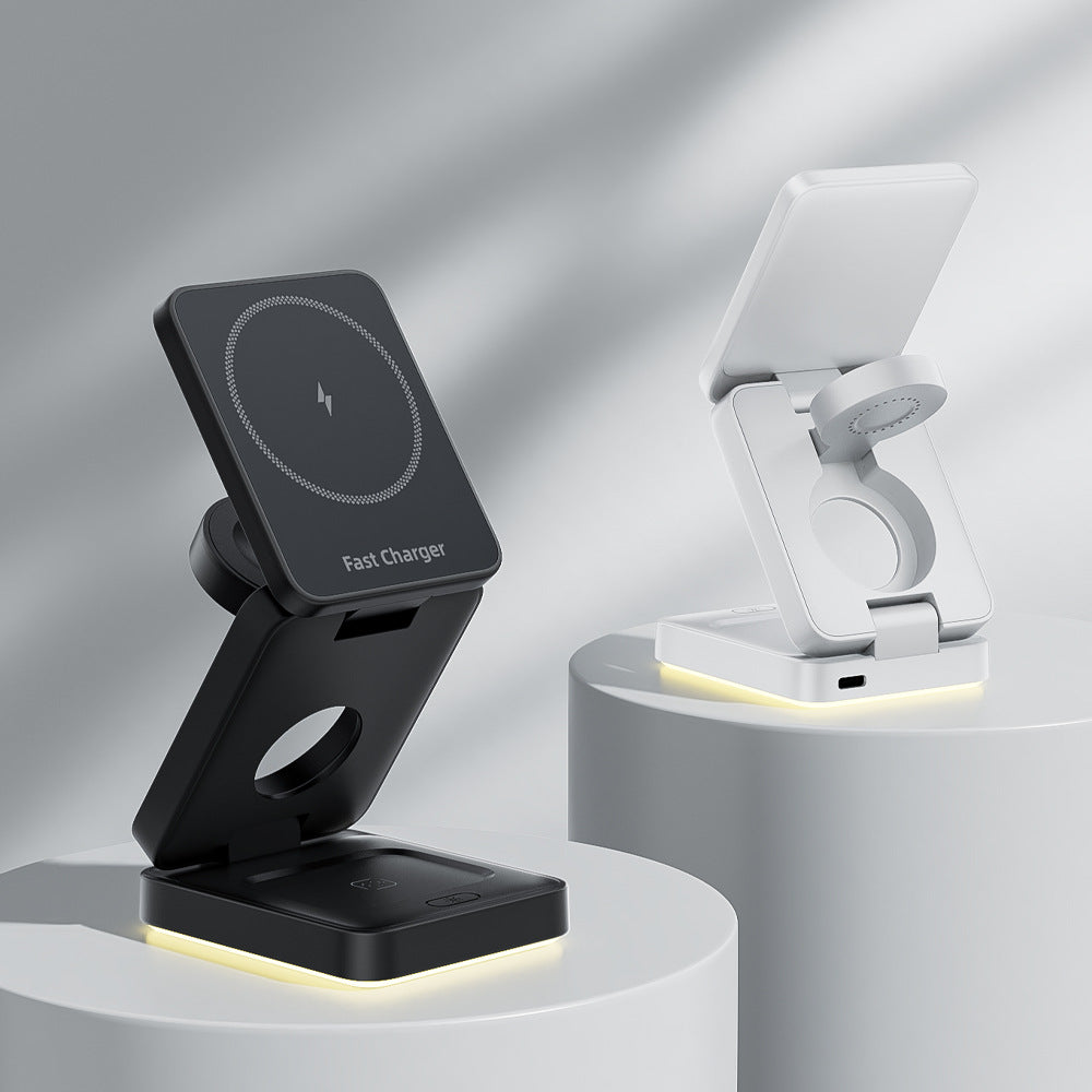 3 in 1 Wireless Charger Magnetic Foldable Charger For iphone charger power Adapter Charging Stand & Holder - Korvel