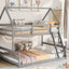 Twin over Full House Bunk Bed with Built-in Ladder Gray - Korvel