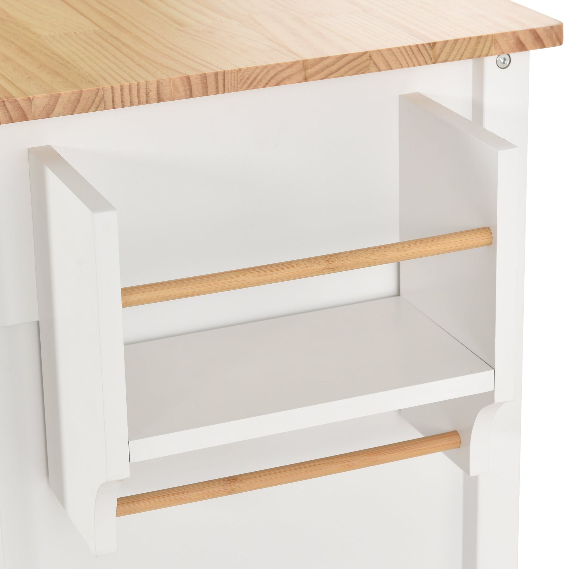 Kitchen Island Cart with Solid Wood Top and Locking Wheels 54.3 Inch Width  (White) - Korvel