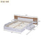 Queen Size Platform Bed with Headboard, Drawers, Shelves, USB Ports and Sockets  White - Korvel