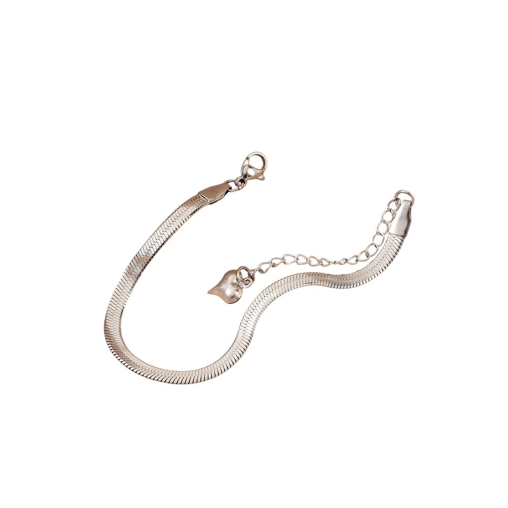 Elegant Blade Chain Bracelet with Heart Pendant for Women