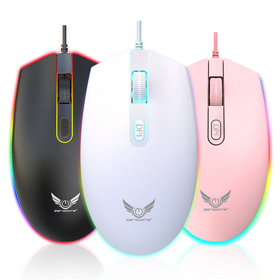 USB illuminated wired mouse, computer peripherals, e-sports games, colorful RGB scrolling light mouse - Korvel