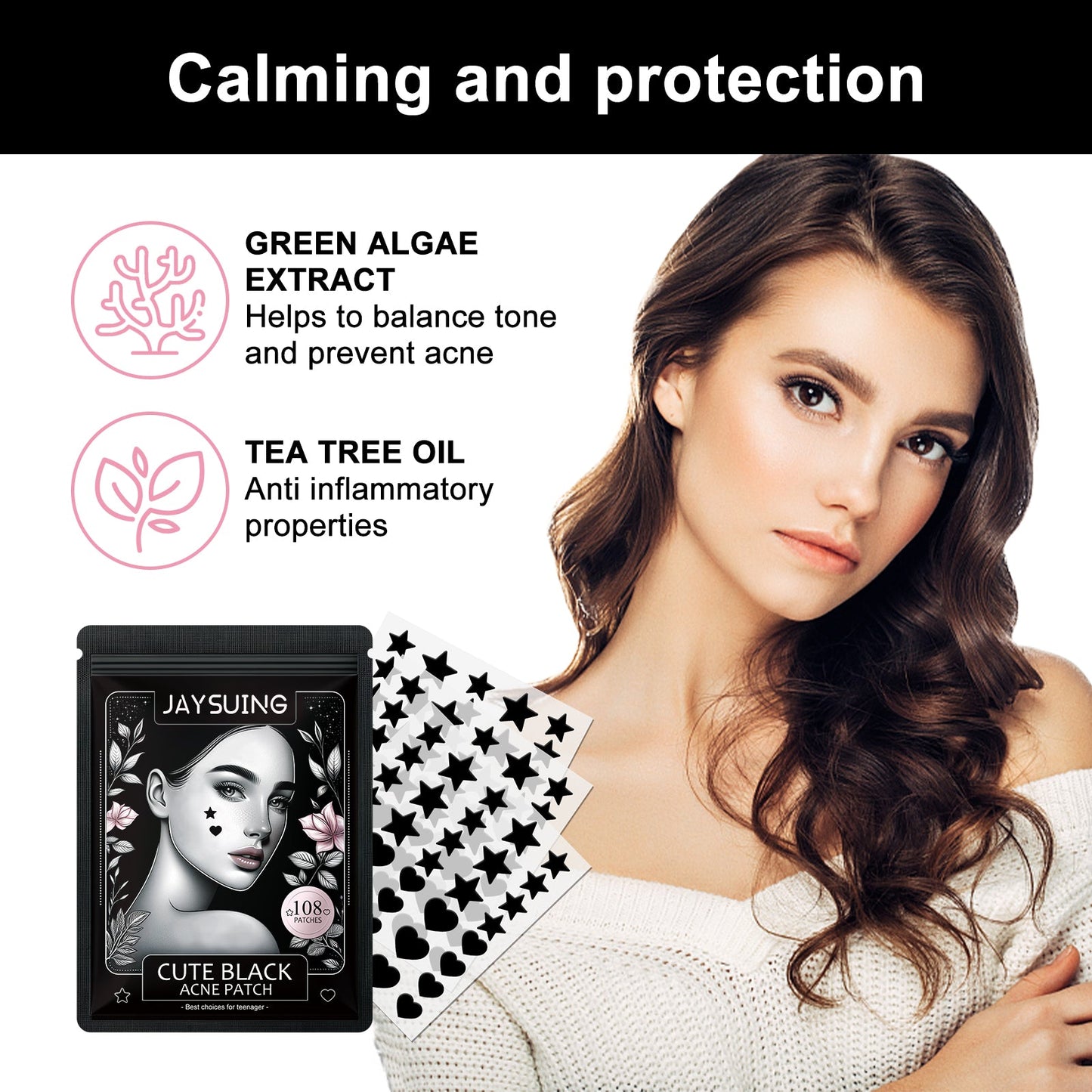 Patch anti-acné noir mignon JAYSUING pour soins de la peau
