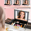 Portable makeup case, travel makeup bag with LED mirror, locked makeup storage box, brush holder, divider, rechargeable, white - Korvel