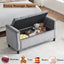 Storage Bench, 44.5-Inch Queen Velvet Button Bedside Bench, Entryway Living Room with Armrests, Nailhead Trim Gray - Korvel