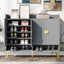 U-Can shoe cabinet with door, 11 layer shoe cabinet with adjustable shelves, modern wooden shoe cabinet (matte surface) - Korvel