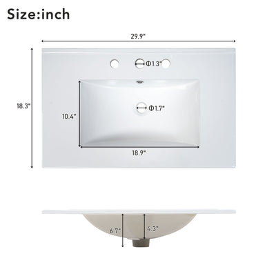 30-Inch Green Bathroom Vanity with Ceramic Sink