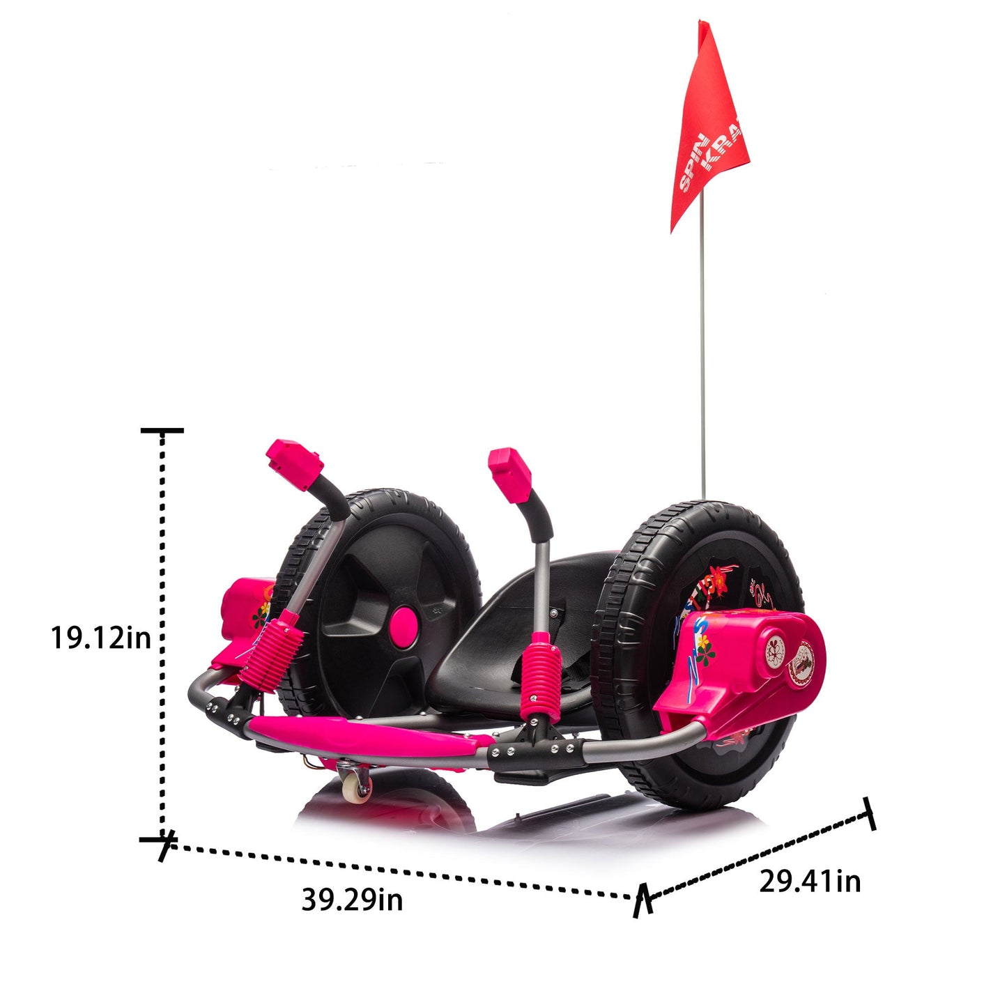 12V Kids Ride On Electric Toy,2WD,16'' exaggerated wheel,Dual handle control for 360 degree flexible steering and rotation - Korvel