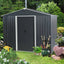 8ft x 6ft Outdoor Metal Storage Shed with Floor Base Black - Korvel